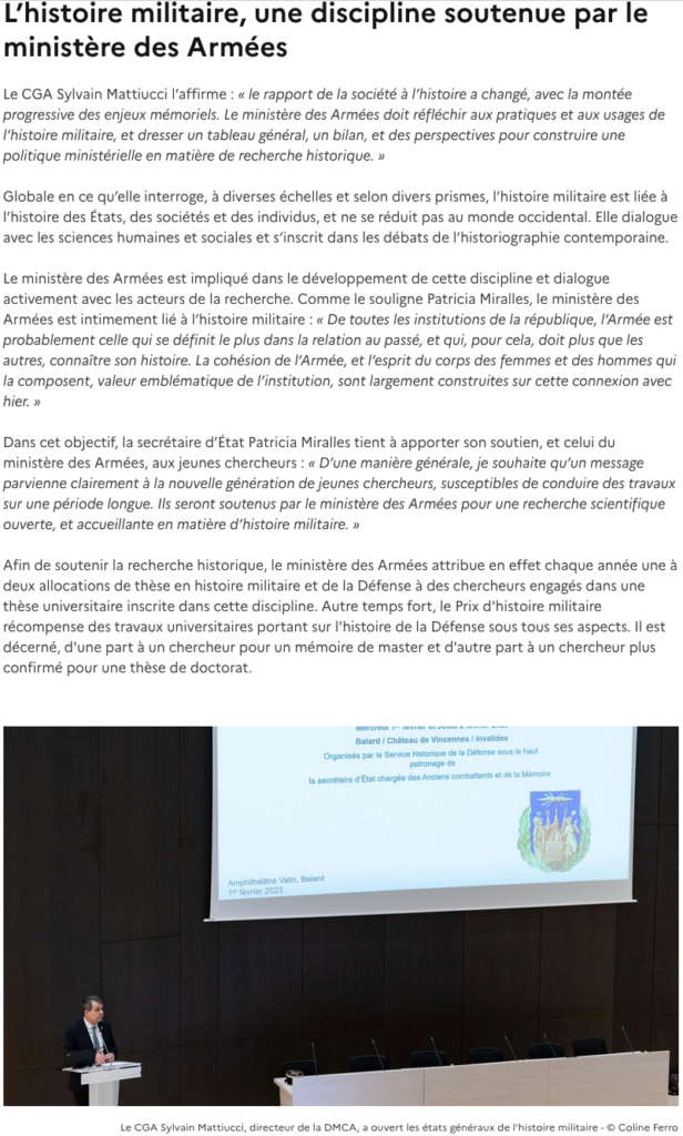 États généraux de l'histoire militaire, SGA, SHD, Ministère des Armées, février 2023, Paris, Balard, Amphithéâtre Valin, Coline Ferro / Agence Waka